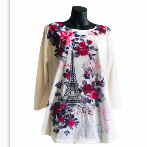 NWT Peachy Pink Floral Top. Size L - Picture 1 of 5